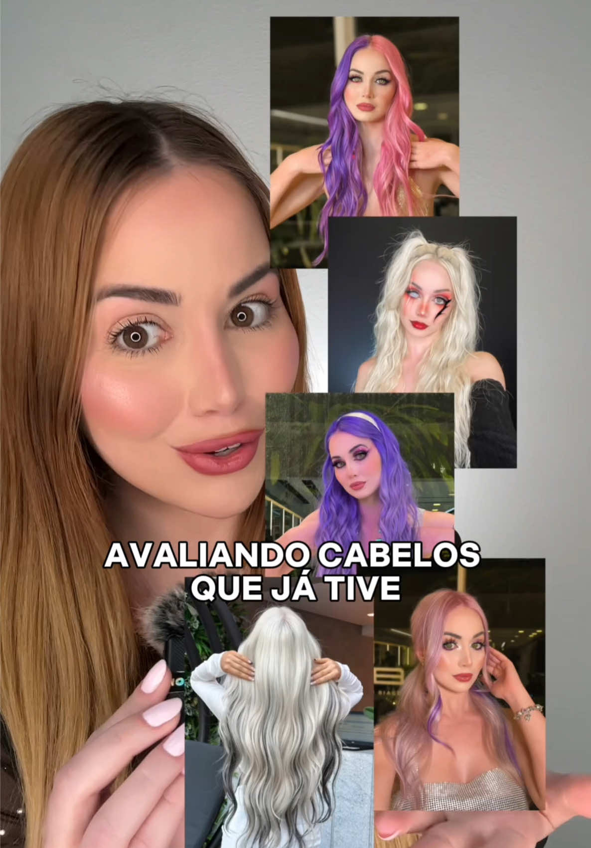 A post by @aninha on TikTok caption: Qual foi o seu preferido? 💖💜 . . #haircare #cabelos #cabeloslongos #sunin #loiro #pintandocabelo #viral 