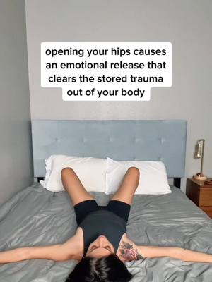 A post by @theworkoutwitch on TikTok caption: did you know that trauma gets stored in your body, not just in your mind? 🥹 release stress & stored trauma in 30 days 🔗 on profile ✨ #traumarelease #stressrelease #cortisol #cortisollevels #hormoneimbalance #stressrelief