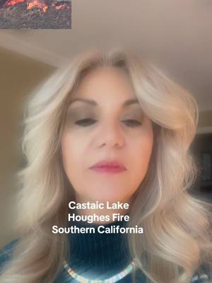 A post by @khetamahomisk on TikTok caption: #HughesFire #CastLakeFire #January222025 #5000AcresBurntSoFar #LowHumidityLevel #NoRainInCalifornia #WindHelpingTheFireStayAlive