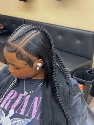 A post by @enyahalexandra on TikTok caption: 2 butterfly braids + quickweave #fyp #atlhairstylist #2braids #atl