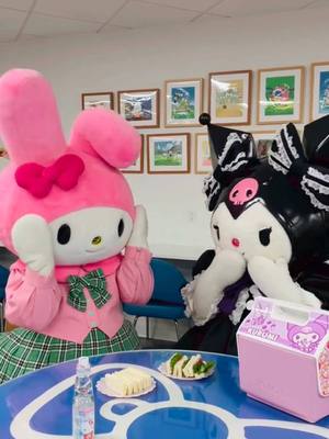 A post by @sanrio on TikTok caption: Always yapping 💜💕 #mymelody #kuromi #sanrio 