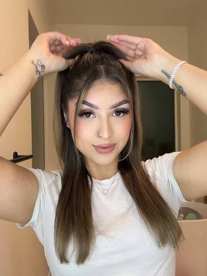 A post by @gabbysclann on TikTok caption: Iykyk.. Half pony’s are my favorite😍 More hairstyle vdeios ? Yes or yes? #fyp #hairstyle #peinados #peinado #hairdo #hairtok 