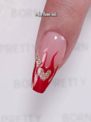 A post by @bornprettyofficial on TikTok caption: heart flame🔥❤️🥰 Using #bornpretty ✨6colors Shimmery Reflective Cat Magnetic Gel: 02 (id60443) 🔥6 Colors Berry Wine Series Gel Polish Set: 02 (59804) 💅Super Top Coat (58775) Tap the bio and search the product id to find more colors☺️ #nailart #allshinonme #nailsdesign #gelnails #naillover ##vdaynails #frenchnails #flamenails #rednails #nails2inspire #nailartist #nailswag #fypシ 