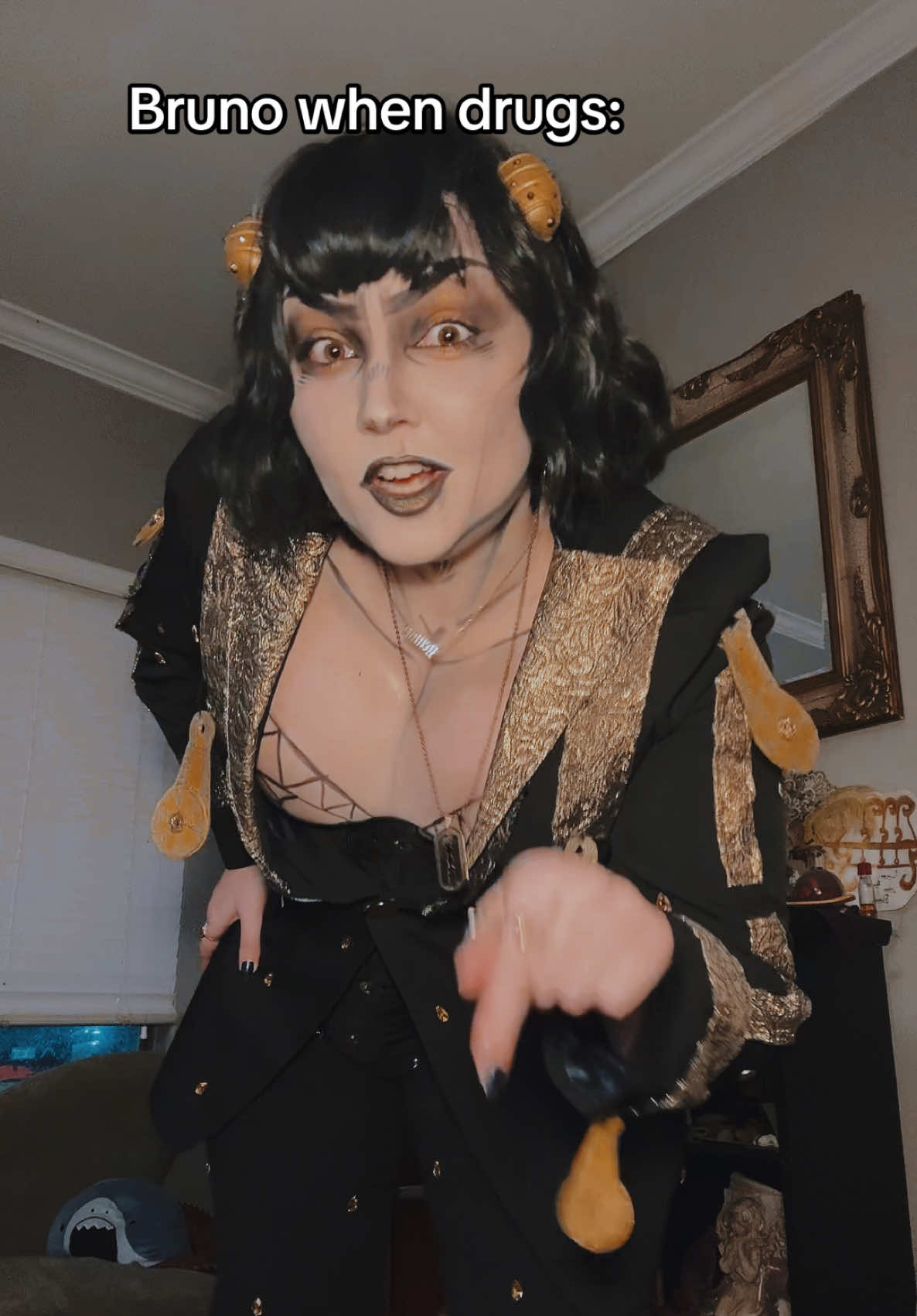 A post by @galacticstitch_cosplay on TikTok caption: I’m back in the fucking building again‼️ 💀 there’s definitely some shady shit going on but I’m minimally glad that 5+ years of content isn’t gone lmao. This account OLD as HELL #jojo #jojosbizarreadventure #brunobucciarati 