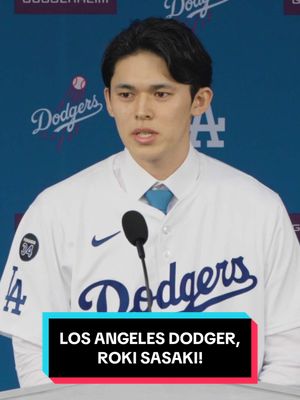 A post by @dodgers on TikTok caption: Los Angeles Dodger, Roki Sasaki. #dodgers #sports #losangeles 