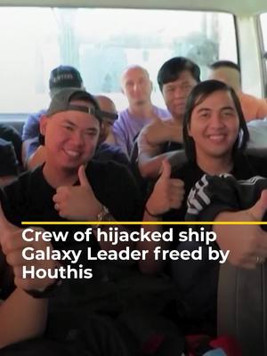 A post by @aljazeeraenglish on TikTok caption: #Yemen’s Houthi rebels have released the crew of the Galaxy Leader vessel that they seized in November 2023, after the start of Israel’s war on Gaza. #news