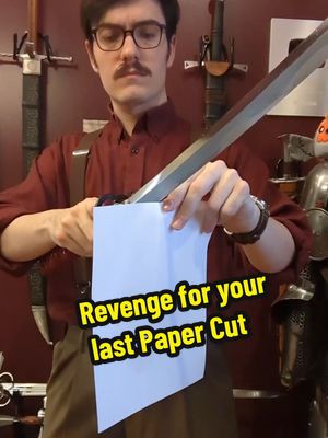 A post by @robinswords on TikTok caption: Getting Revenge for your last Paper Cut #swordtiktok #sword #katana 