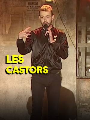 A post by @montreuxcomedy on TikTok caption: @romanfrayssinet bully les castors dans cette vidéo 😂🦫 Retrouve son sketch ""L'intelligence" des animaux" sur Youtube ✨ #Humour #StandUp #MontreuxComedy #Castor #Animaux