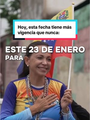 A post by @mariacorinaya_ on TikTok caption: El 23 de enero de 1958, los venezolanos pusimos fin a una dictadura y abrimos las puertas de la LIBERTAD! Hoy, esa fecha tiene más vigencia que nunca. El 28 de julio DERROTAMOS AL RÉGIMEN.  No permitiremos que se perpetúe la opresión.   Venezuela será una nación LIBRE Y SOBERANA!