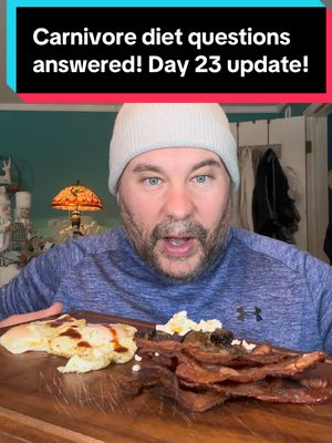 A post by @snipingfordom on TikTok caption: Carnivore questions being answered! Carnivore diet day 23 update! #carnivorediet #carnivorequestions #ketodiet #carnivore #keto #weightloss 