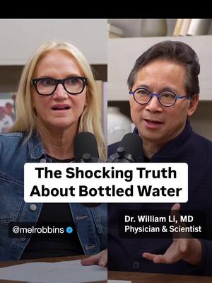 A post by @melrobbins on TikTok caption: I couldn’t believe this shocking truth about plastic water bottles 🤯 Hear more from physician and scientist, @Dr. William Li, and his revolutionary findings of over 30 years of research on the connection between and health, on The Mel Robbins Podcast. 🎧 "Eat THIS to Lose Fat, Prevent Disease, & Feel Better Now With Dr. William Li."