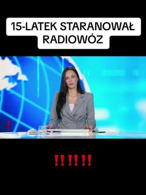 A post by @wydarzenia_24 on TikTok caption: 15-latek staranował radiowóz.  #wydarzenia #wydarzenia24 #w24 #radiowóz #policja #tragedia #dramat #rodzice #dziecko #auto #samochód #nastolatek #polska #poland #kraj #news #information 