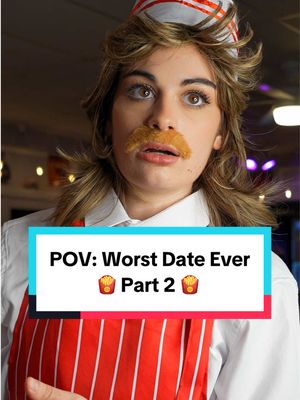 A post by @mikaelahappas on TikTok caption: POV: Worst Date Ever. Part 2. #pov #funny #comedy #skit #sketchcomedy #dating 