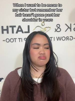 A post by @baskandlatherco on TikTok caption: OH MY SHAYLA 😭 If this is your sister, you definitely gotta get her onto some #baskandlatherco  #healthyhair #fyp #foryoupage #hair #hairoil 