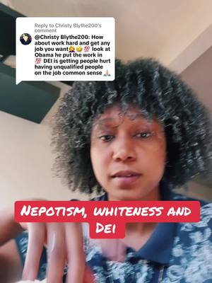 A post by @thegardeningtheologian on TikTok caption: Replying to @Christy Blythe200 this comment was silly, let’s talk about it.  Also sorry my hair is wet yall lol had to hop on and respond to this real quick.  #fyp #dei #trump #policy #politics #corporateamerica #jobtok #worktok 