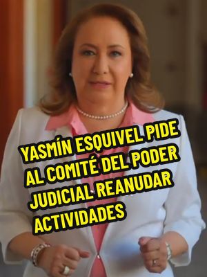 A post by @politicomx on TikTok caption: El Comité de Evaluación del Poder Judicial debe reanudar actividades: Yasmín Esquivel Luego de que el TEPJF ordenó al Comité de Evaluación del PJF continuar con el proceso para elegir a ministros, jueces y magistrados, la ministra de la SCJN, Yasmín Esquivel, dijo que esto obliga al Comité a “continuar inmediatamente este procedimiento que deja en estado de indefensión a los y las abogadas que hoy se encuentran en una  incertidumbre”.  #news #noticias #poderjudicial #yasminesquivel #scjn #políticomx #fyp #video #viral #foryou #parati 