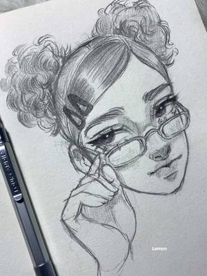 A post by @l.e._.m.o.n on TikTok caption: It’s been long I drew glasses @Azaila 🍓 #draw#drawing#art#artist #fyp #penartdrawing 