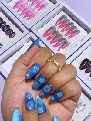 A post by @vettsybeauty on TikTok caption: These blue nails will have you feeling like you’re walking in a dream. 🌙 @vettsybeauty   Buy 2 to Get 1 FREE Sale is on! ⚡ Worldwide shipping Get the same hand-made press-on nails via link in bio or visit http://www.vettsybeauty.com #pressonnails #vettsybeauty #pressons #handmadenails #pressonnailsforsale #smallbusiness #nailsartvideo