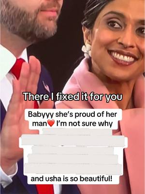 A post by @nikibulger on TikTok caption: There I fixed it for you. She is beautiful and I’m not sure why she’s proud of him. #usha #jdvance #why #gross #imanevertrumpguy 