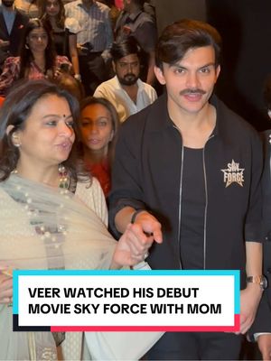 A post by @instantbollywood on TikTok caption: VEER PAHARIYA WATCH  HIS DEBUT MOVIE WITH HIS MOM. HE IS THE MAIN LEAD OF MOVIE SKY FORCE ALONG WITH AKSHAY KUMAR .  #instantbollywood #veerpahariya #veer #Bollywood #Skyforce 