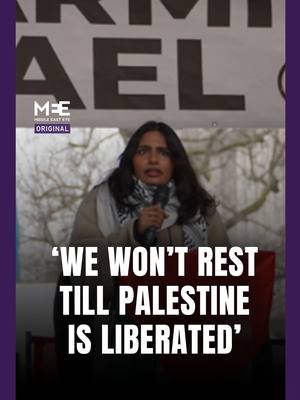 A post by @middleeasteye on TikTok caption: “Israel wanted to annihilate the Palestinian people..they have failed.” Palestine Solidarity Campaign’s Neha Shah speaks at the latest pro-Palestine protest in London, emphasising the movement’s plans to continue in their activism for Palestine after a ceasefire was announced in Gaza. This comes as London's Metropolitan Police chief, Sir Mark Rowley, has come under fire after he met with a pro-Israeli group on Sunday after his force imposed unprecedented restrictions on a major pro-Palestine protest in London on Saturday that led to 77 arrests. According to estimates by the organisers, the rally drew over 100,000 people. No previous pro-Palestine rally since 7 October 2023 has seen organisers arrested.