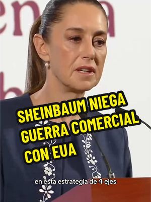 A post by @politicomx on TikTok caption: "No veo una guerra comercial (con EUA)": Sheinbaum La presidenta Claudia Sheinbaum afirmó que, aunque el presidente Donald Trump tiene una visión particular respecto a los aranceles, la relación entre México y Estados Unidos se fundamenta en la cooperación y la coordinación en temas clave como economía, migración y seguridad, entre otros. Además, destacó que el mandatario estadounidense mostró un tono más favorable hacia México durante el Foro Económico Mundial. #DonaldTrump #Sheinbaum #EUA Economía #Aranceles #Noticia #fyp #viral_ttk #trend 