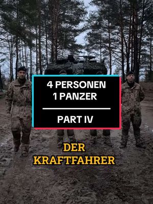 A post by @bundeswehrkarriere on TikTok caption: Der Kraftfahrer fährt den über 60 Tonnen schweren Panzer durch unwegsames Gelände 🏞️ und ist zugleich der Fachmann 🧑‍🔧 für Fahrwerk, Motor und Zusatzgeräte. #heer #panzertruppe #bwtok #bundeswehrkarriere #bundeswehr 