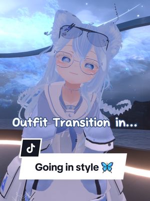 A post by @ayayathefoxo on TikTok caption: New outfit for the VRC Tiktok Awards!!! 🎉 Hope to see ya there! Make sure to check out @Nanako and @AliixandreOG on Twitch so you don't miss it!!  #tiktok #vrc #tiktokawards #vrctiktokawards #vr #positivity #live #support #foxo #seeyathere #today #blue #butterfly #vtuber #foxtuber #vrccommunity 