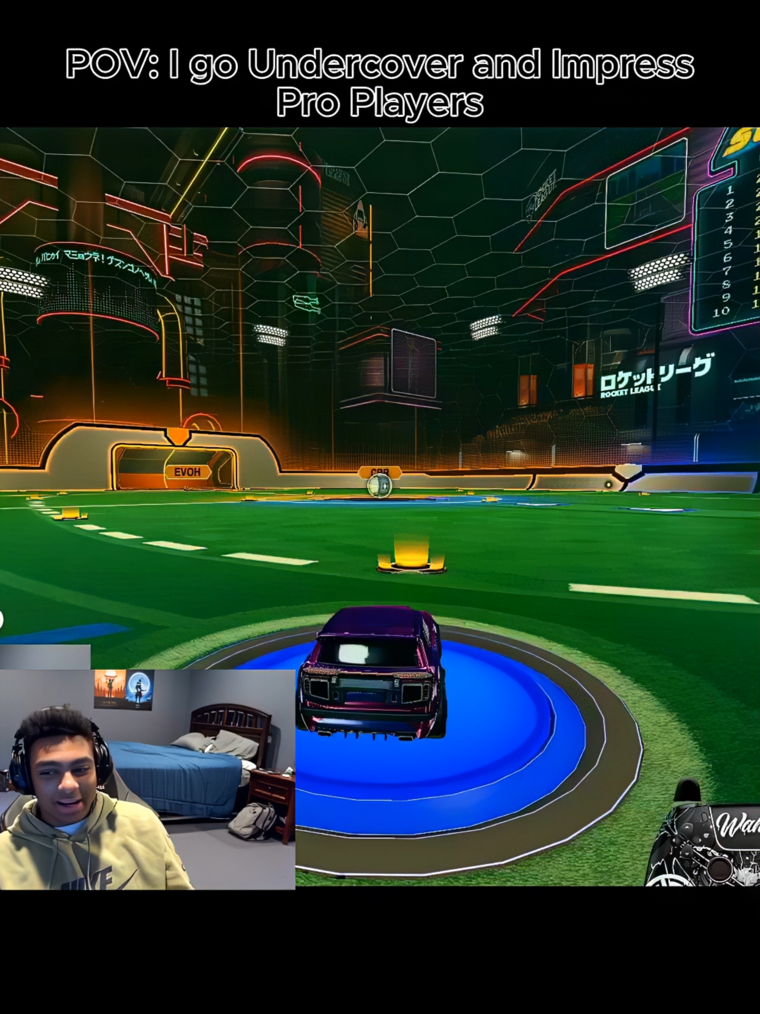 A post by @drku on TikTok caption: His reaction at the end😂😂 FULL VID ON YT #rl #rocketleague #rlclips