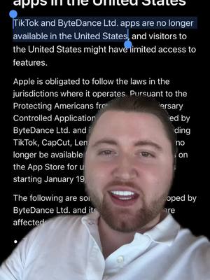 A post by @chase_chappell on TikTok caption: You can no longer download TikTok   #tiktokban #appstore #apps #news #viral #content 