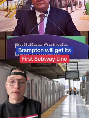 A post by @blogto on TikTok caption: Brampton is getting its first subway line 🚇 #toronto #ontario #brampton #subway #transit #news #fyp #greenscreen 