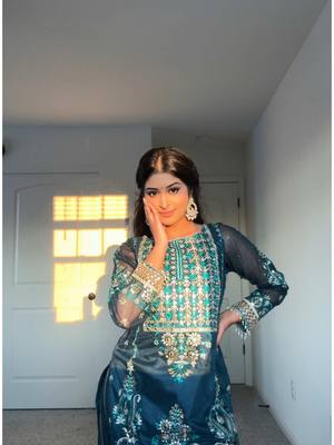 A post by @drisya.reghuram on TikTok caption: Back with this banger ✨ #sadigali #punjabi #bollywooddance #desi #fyp Outfit: @Lashkaraa dc: @Iman @tushita 