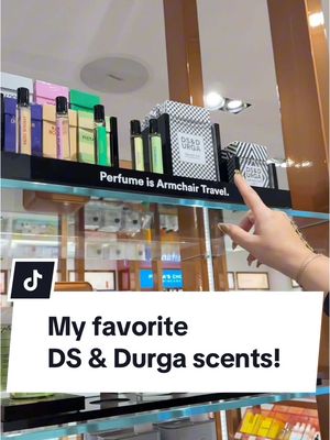 A post by @thelipsticklesbians on TikTok caption: DS & Durga is a fragrance brand I haven’t seen in stores in years and only in SoHo NYC—so you can imagine how fun it was to finally smell them in person at @SPACE NK in London! I loved sharing some of my favorites from the line. ✨ Have y’all ever tried these? Which one’s your fav? #fragrance #perfume #dsanddurga #thelipsticklesbians #spacenk 