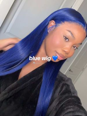 A post by @iamaunusti on TikTok caption: she’s @eullair hair @eullair hair shop 🫖💙🤭 #bluewig #wiginfluencer #fyp 