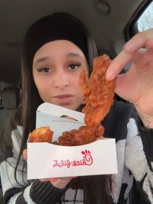 A post by @butterrgirll on TikTok caption: Trying Chick-fil-A honey buffalo tenders #mukbang #foruu #butterrgirll  ##chickfila