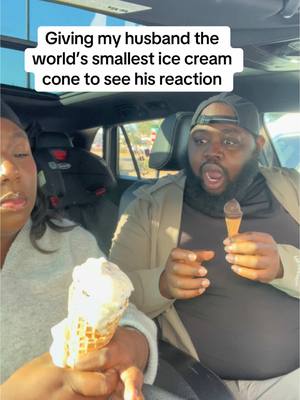 A post by @snacksandlex on TikTok caption: His reactions over food be priceless 🤣 #reaction #husbandwife #icecream #Relationship #couplegoals #prank 