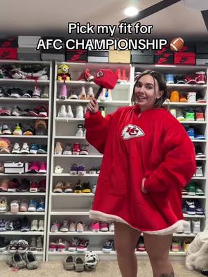 A post by @abbyberner on TikTok caption: Guys which outfit for the @Chiefs game? ❤️🏈 who you got Chiefs or Bills👀 #chiefs #bills #afc #OOTD #outfit #style #fashion 