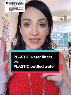 A post by @antiplasticlady on TikTok caption: Replying to @💙 meeplemupple 🦋 Bottled wster has 60x more microplastics vs. tap water you filter at home #microplastics #bottledwater #waterfilters 