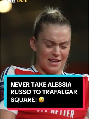 A post by @bbcsport on TikTok caption: Sometimes you never know where a football chat will take you! 🤣 #wsl #arsenal #alessiarusso #chelsea #WomensFootball #girlsfootball #pigeons #funnytiktok #football 