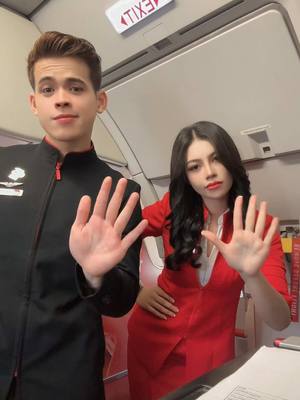 A post by @malytaheng on TikTok caption: With my P4 of the day! ✈️ @sauneng #cambodia #khmer #fyp #AirAsia #AirAsiaCambodia #cabincrew #airasiacabincrew 