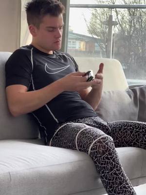 A post by @leonbaypage on TikTok caption: Sofa Saturday 😎  #weekendtrip #leggings 