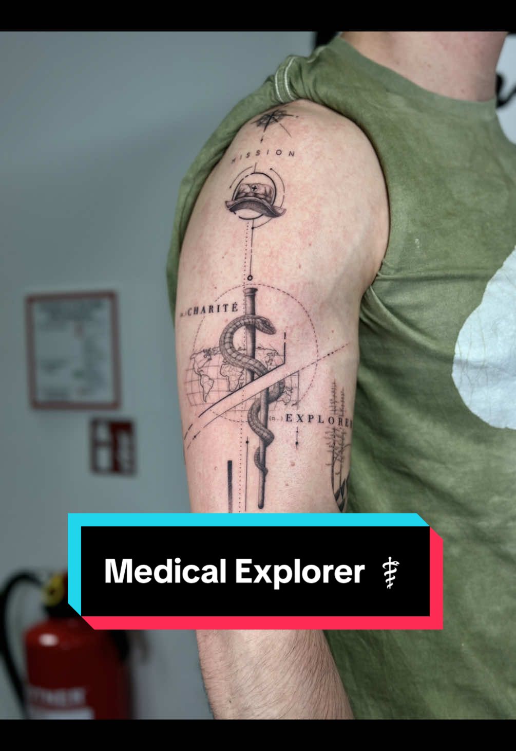 A post by @pmtsketch on TikTok caption: Medical Explorer #medicaltattoo #traveltattoo #tattooideas #tattoos #tattoodesign #tattoowork #tattooartist #microrealism #fyp #fds #fürdich #fineline #finelinetattoo #tattooconcept #concepttattoo 