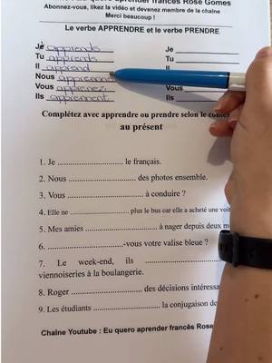 A post by @euqueroaprenderfrances on TikTok caption: #tiktoklive #livehighlights #français #apprendrelefrançais #parlerfrancais #grammaire #euqueroaprenderfrancês #rosegomes #apprendre #verbs 