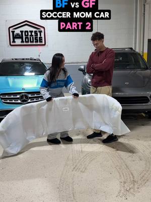 A post by @christinaroki on TikTok caption: Wait but I’m actually scared to reveal the wrap color I chose @Grant Sloan 😭 #challenge #boyfriend #competition #mercedes #auto #cars #DIY #project 