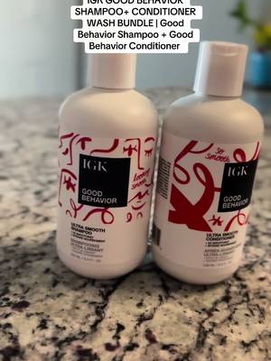 A post by @nisukh on TikTok caption: IGK GOOD BEHAVIOR SHAMPOO+ CONDITIONER WASH BUNDLE | Good Behavior Shampoo + Good Behavior Conditioner | Volume + Thickening | Vegan | 472ml 116 oz @IGK Hair  #TikTokShop#IGKHaircare#igkhair#igkgoodbehavior#GoodBehaviorShampooandConditioner#freezcontrol#healthyhair#valentinesdaygift#foryou#fyp 