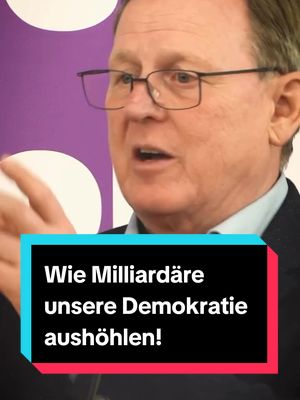 A post by @die.linke on TikTok caption: Können wir uns als Demokratie Milliardäreleisten? @Bodo Ramelow sagt: Nein! Wie Herrschaft von Big Money unsere Demokratie aushöhlt!  #Fyp #foryourpage #Linke 