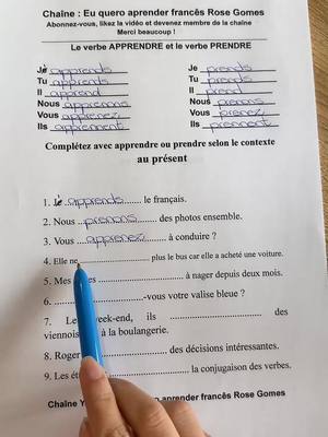 A post by @euqueroaprenderfrances on TikTok caption: Exercice de français #LIVEhighlights #TikTokLIVE #LIVE #euqueroaprenderfrancês #français #apprendrelefrançais #parlerfrancais #fyp #france #french 