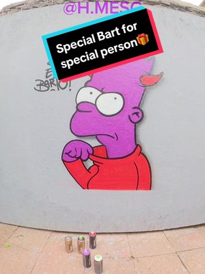 A post by @h.mesc on TikTok caption: Réponse à @Nancy Cartwright For Nancy Cartwright, the iconic voice of Bart Simpson. This painting is dedicated to your incredible talent and the inspiration you’ve given us all 💛 @Nancy Cartwright #bartsimpson #satisfying #graffiti #asmr #colors with @Montana Cans 💜 Satisfying emoji wall painting and ASMR graffiti videos! Subscribe for more and drop your ideas in the comments. What should I paint next? Emoji or something else? Let me know! 