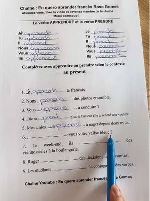 A post by @euqueroaprenderfrances on TikTok caption: Exercice de français #LIVEhighlights #TikTokLIVE #LIVE #euqueroaprenderfrancês #français #apprendrelefrançais #parlerfrancais #fyp #france #french #parlerfrancais 