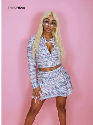 A post by @pinkydollreal on TikTok caption: GRWM ~ @FashionNova ✨ OUTFITS :  🔎 PINK 2 PIECES SET :  FN Mood Tank Bralette And Panty Set - Hot Pink 🔎 BLUE SKIRT SET : Kate Tweed Mini Skirt Set - Blue/combo 🔎 HEELS : Need To Know Wrap Up Heeled Sandals - Silver 🔎 WHITE DRESS : Winter Wonderland Cozy Micro Mini Dress - White 🔎 MULTI COLOR SKIRT SET : Happy Hour Tweed Skirt Set - Multi Color #pinkydoll #fashionnova #grwm #npc #npcqueen #viral #reels 